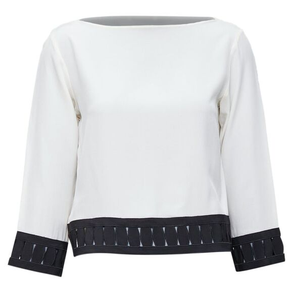 Moschino Silk Applique Hem Colorblock Top